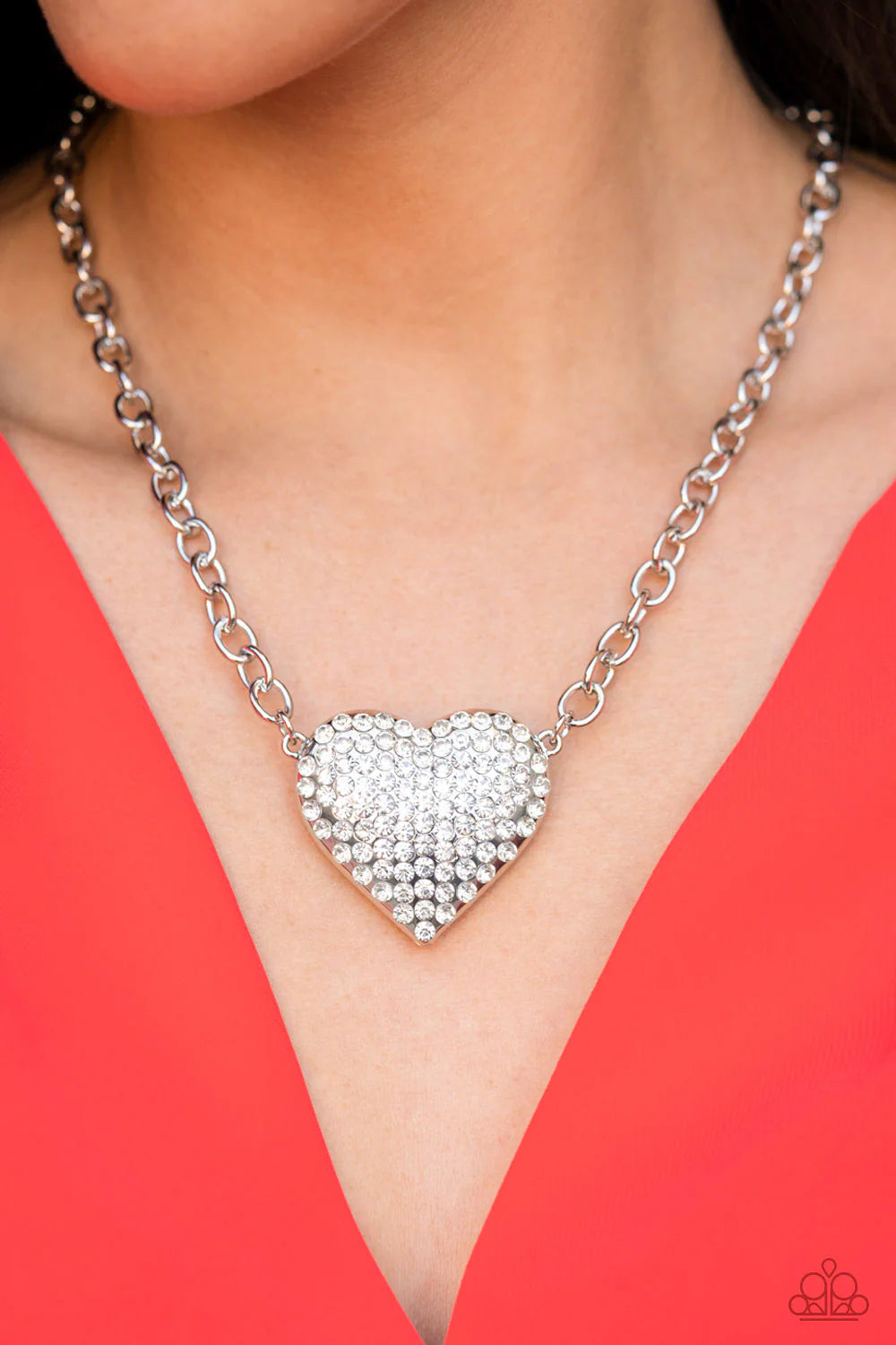 Heartbreakingly Blingy - White ♥ Necklace