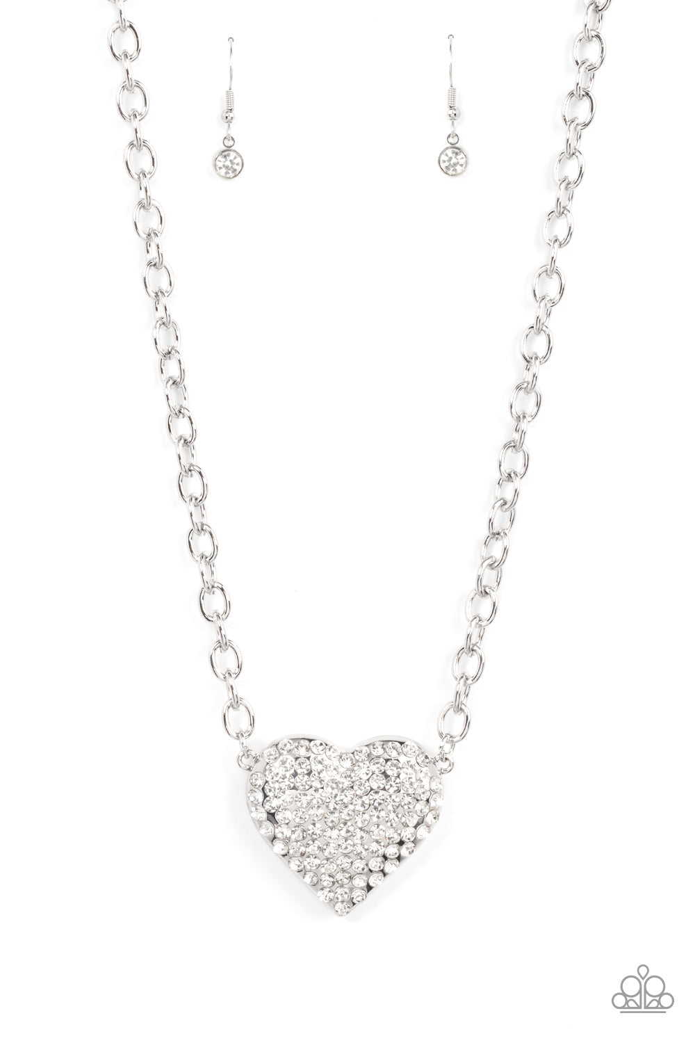 Heartbreakingly Blingy - White ♥ Necklace