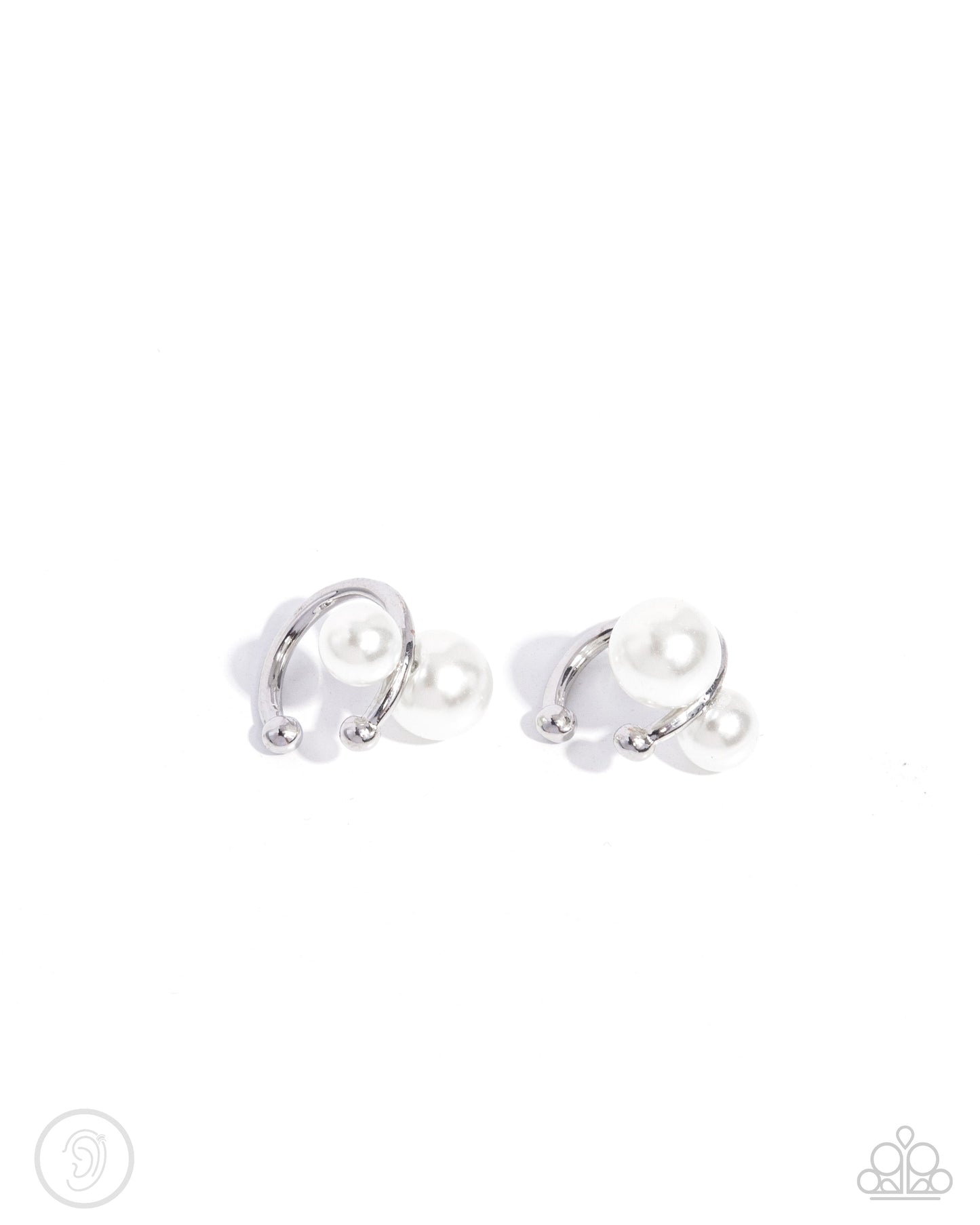 Elegant Emblem - White ♥ Post Earrings