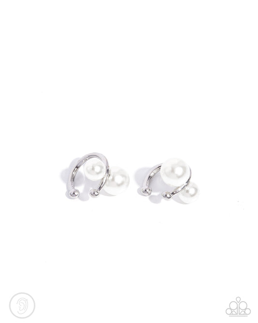 Elegant Emblem - White ♥ Post Earrings