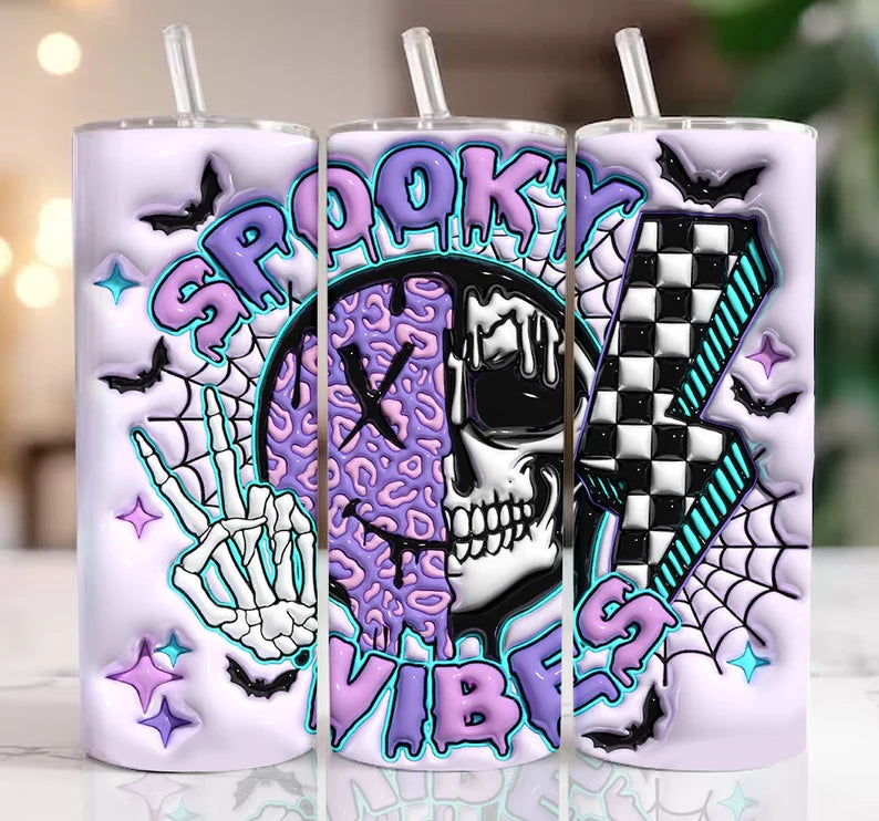 3D Spooky Vibes Halloween Inflated Tumbler