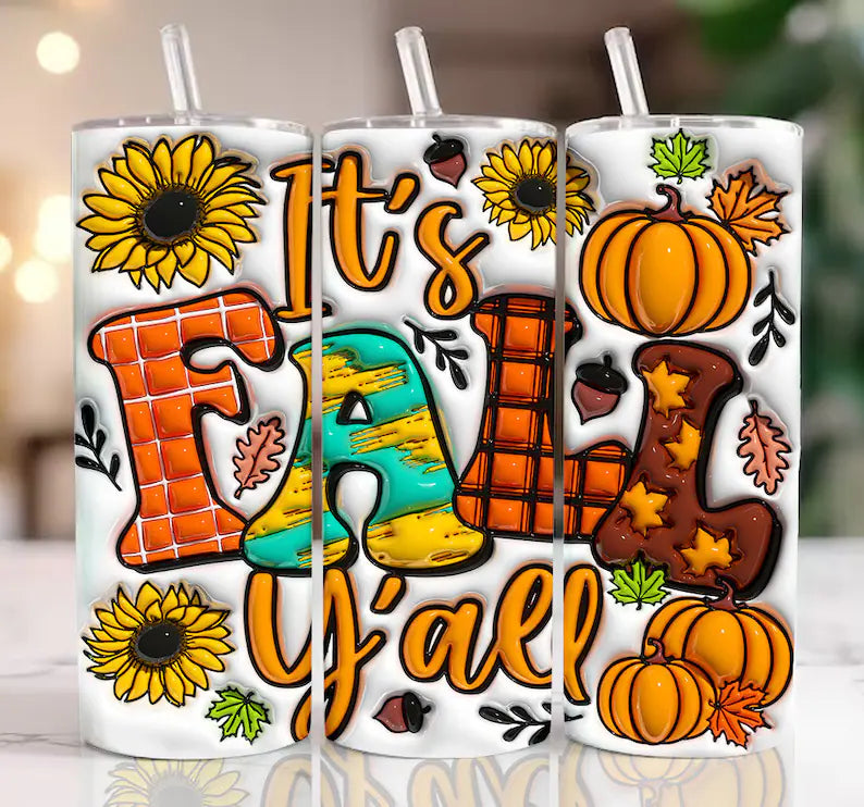 3D Fall Pumpkin Inflated Tumbler!