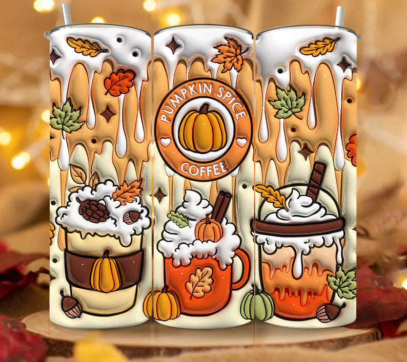 3D Pumpkin Spice Coffee Inflated Tumbler